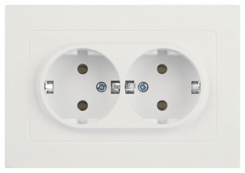 Розетка 2-м СП Accent 6-205-01М 16А IP20 250В 2P+E Schuko AL/CU бел. матов. Intro Б0063487