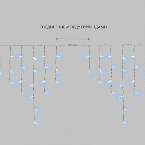 Гирлянда светодиодная "Айсикл" (бахрома) 4.8х0.6м 176LED син. 15Вт 230В IP65 провод прозр. Neon-Night 255-143 фото 9