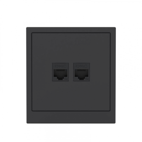 Розетка компьютерная 2-м KANT RJ45 кат.5E без шторки черн. уголь DKC 7012664 фото 6