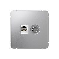 Розетка компьютерная + телевизионная 2-м СП ArtGallery RJ45 кат.5E + TV механизм алюм. SE GAL000389