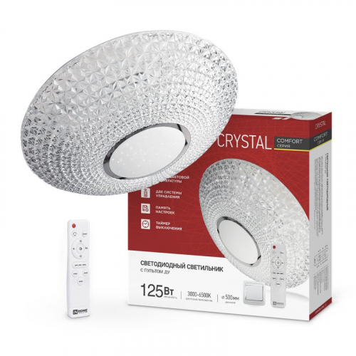 Светильник светодиодный COMFORT CRYSTAL 125Вт 3000-6500К 10000лм 230В 500х115мм с пультом ДУ IN HOME 4690612059471 Светильник светодиодный COMFORT CRYSTAL 125Вт 3000-6500К 10000лм 230В 500х115мм с пультом ДУ IN HOME 4690612059471