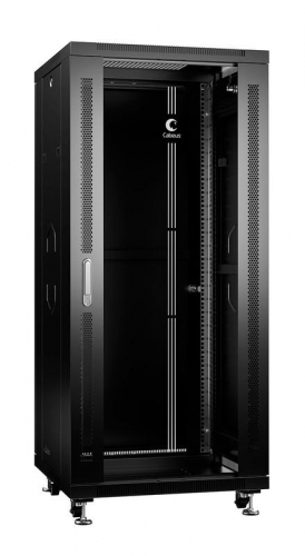 Шкаф монтажный телекоммуникационный напольный SH-05C-27U60/60-BK 19дюйм для распред. и серверн. оборудования 27U 600х600х1388мм передн. стеклян. и задн. сплошн. метал. двери ручка с замком черн. (RAL 9004) Cabeus 8557c Шкаф монтажный телекоммуникационный напольный SH-05C-27U60/60-BK 19дюйм для распред. и серверн. оборудования 27U 600х600х1388мм передн. стеклян. и задн. сплошн. метал. двери ручка с замком черн. (RAL 9004) Cabeus 8557c