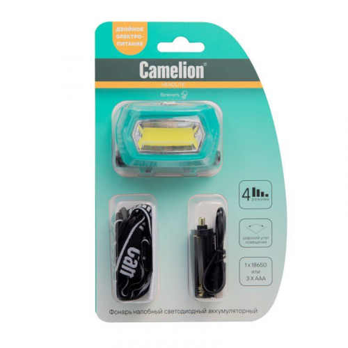 Фонарь налобный LED53411 аккум. 3.7В COB 3Вт 3 реж. 3 x AAA Type-C блист зел. Camelion 15763 фото 11 Фонарь налобный LED53411 аккум. 3.7В COB 3Вт 3 реж. 3 x AAA Type-C блист зел. Camelion 15763 фото 11