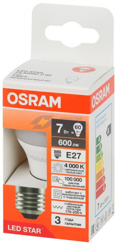 Лампа светодиодная LED Star 7Вт (замена 60Вт) шарообразная 4000К E27 600лм OSRAM 4058075696440 фото 3