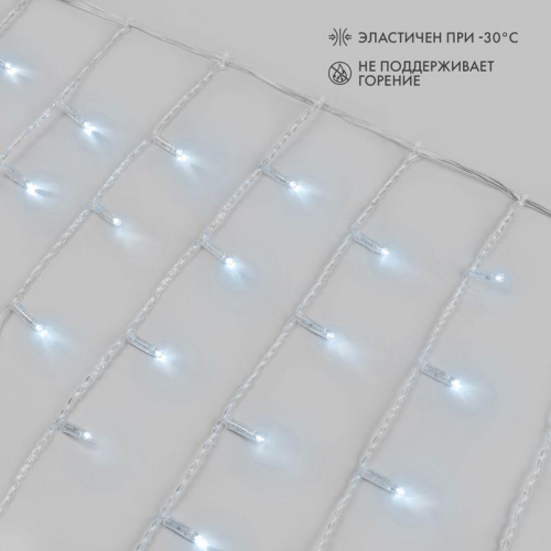 Гирлянда светодиодная "Айсикл" (бахрома) 4.8х0.6м 176LED бел. 15Вт 230В IP65 провод прозр. (нужен шнур питания 303-500-1) Neon-Night 255-145 фото 2