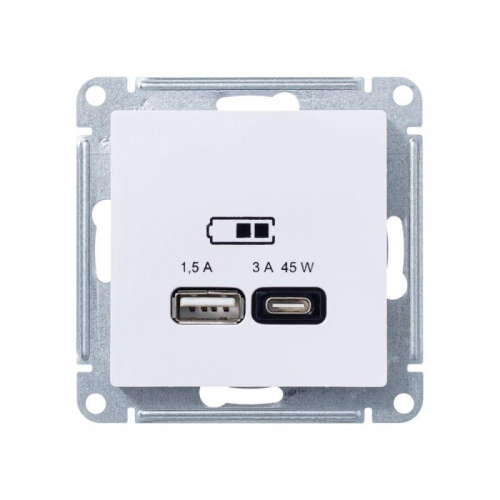 Розетка USB AtlasDesign тип A+C 45Вт высокоскор. ЗУ QC PD механизм лотос SE ATN001329 фото 3