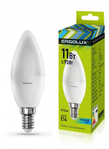Лампа светодиодная LED-C35-11W-E14-4K 11Вт свеча 4500К бел. E14 180-240В Ergolux 13619 Лампа светодиодная LED-C35-11W-E14-4K 11Вт свеча 4500К бел. E14 180-240В Ergolux 13619