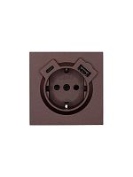 Розетка 1-м СП ZIMA IP20 Type-C + USB с заземл. механизм шоколад LEZARD 704-7388-181TC