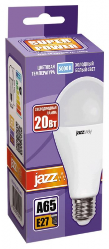 Лампа светодиодная PLED-SP 20Вт A60 5000К холод. бел. E27 JazzWay 5009462A фото 2