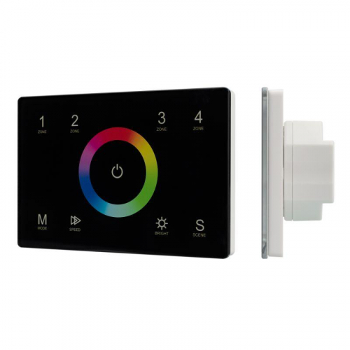 Панель Sens SMART-P83-RGB Black (230В 4 зоны 2.4G) (IP20 пластик) Arlight 028403