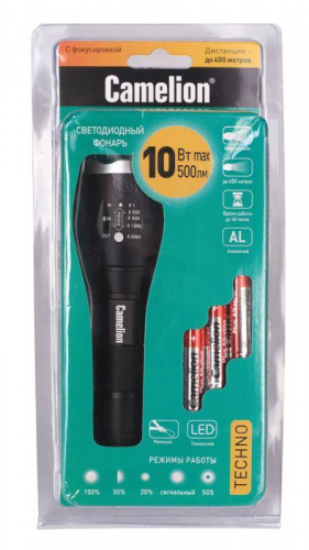 Фонарь LED5136 XML-T6 ZOOM 3 режима 3хLR03 (в компл.) алюм. черн. (открывающ. блист.) Camelion 12971 фото 7 Фонарь LED5136 XML-T6 ZOOM 3 режима 3хLR03 (в компл.) алюм. черн. (открывающ. блист.) Camelion 12971 фото 7