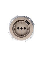 Розетка 1-м СП OSEN с заземл. + USB разъем механизм титан LEZARD 743-3788-181