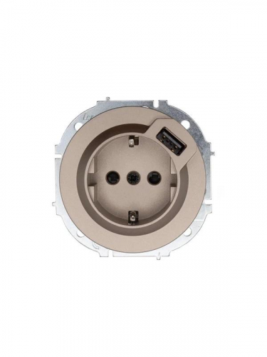 Розетка 1-м СП OSEN с заземл. + USB разъем механизм титан LEZARD 743-3788-181
