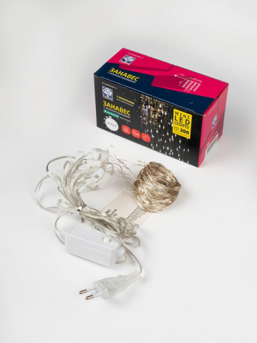 Гирлянда "Занавес" ICLLDM200W-C 200LED бел. 3х2м 8 режимов IP20 SHLights 4690601054340 фото 2
