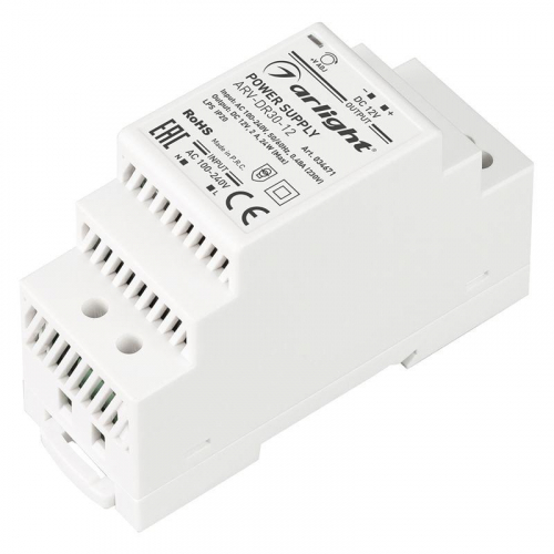 Блок питания ARV-DR30-12 12В 2А 24Вт IP20 DIN-рейка Arlight 034671 Блок питания ARV-DR30-12 12В 2А 24Вт IP20 DIN-рейка Arlight 034671