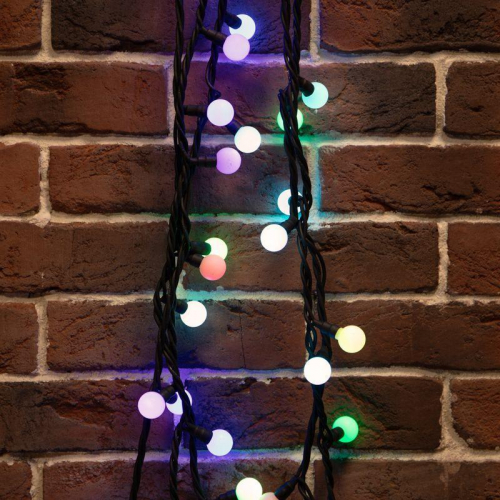 Гирлянда светодиодная "Мультишарики" 10м d23мм 80LED RGB 5Вт IP65 свечение с динамикой провод каучук черн. (нужен шнур питания 315-000) Neon-Night 303-599