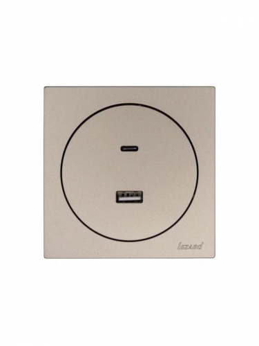 Розетка 1-м СП OSEN TC+ USB разъем механизм титан LEZARD 743-3788-192TC фото 3