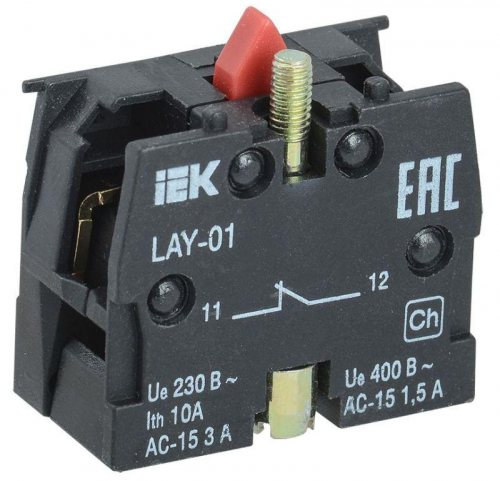 Блок контактный 1р для LAY5 KARAT IEK BDK11 Блок контактный 1р для LAY5 KARAT IEK BDK11