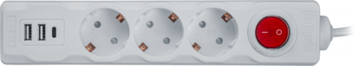 Удлинитель 3х1.8м с заземл. 16А IP20 61 455 NPE-USB01-03-180-ESC-3х1 2хUSB 2.1А 3х1 с выкл. Navigator 61455 фото 2