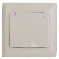 Розетка 1-м СП Solo 4-203-02 16А 250В IP20 2P+E Schuko с заземл. защ. крышка слон. кость Intro Б0053658