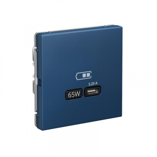 Розетка USB ArtGallery тип C 65Вт QC PD высокоскор. ЗУ механизм аквамарин SE GAL001127 фото 5