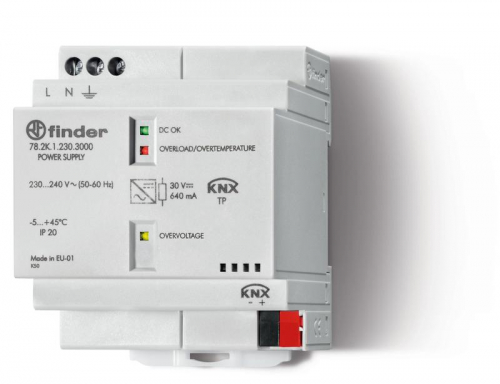 Источник питания импульсный вход 110...240В AC / выход 29B DC 640мА KNX Bus FINDER 782K12303000 Источник питания импульсный вход 110...240В AC / выход 29B DC 640мА KNX Bus FINDER 782K12303000