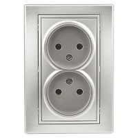 Розетка 2-м СП Plano 1-204-03 16А IP20 250В 2х2P алюм. Intro Б0053907