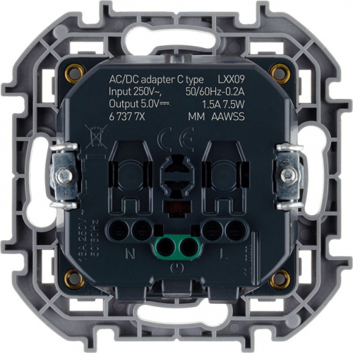 Розетка 1-м СП Inspiria 16А IP20 250В 2P+E немецк. стандарт с заряд. устр. USB тип C 1.5А 5В механизм алюм. IEK 673772 фото 6