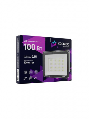Прожектор светодиодный PREMIUM 100Вт 6500К 10000лм IP65 КОСМОС KOS_PR_LED_100 фото 4 Прожектор светодиодный PREMIUM 100Вт 6500К 10000лм IP65 КОСМОС KOS_PR_LED_100 фото 4