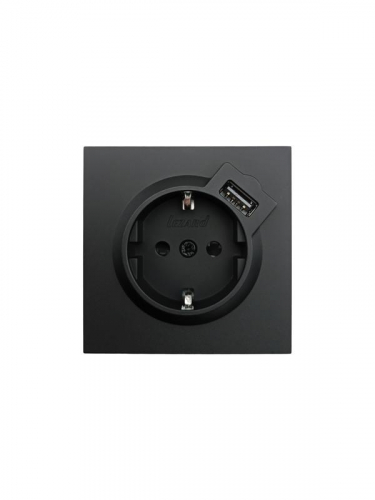 Розетка 1-мест. с/з+USB разъем СП ZIMA IP20 черн. бархат LEZARD 704-4288-181 фото 4