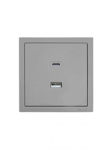 Розетка Type-C+ USB разъем СП ZIMA IP20 сер. матов. LEZARD 704-7488-192TC фото 3 Розетка Type-C+ USB разъем СП ZIMA IP20 сер. матов. LEZARD 704-7488-192TC фото 3