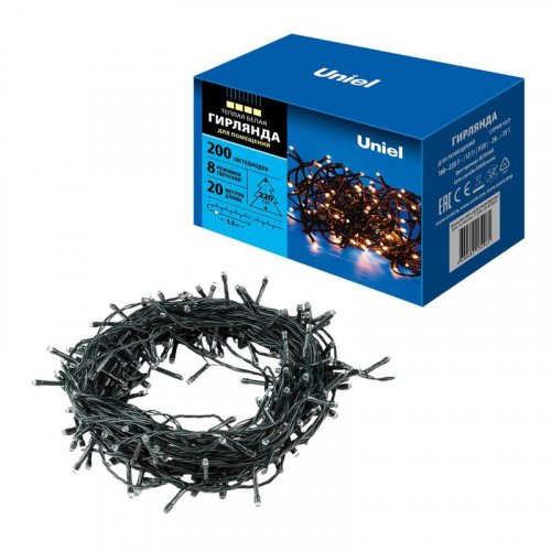 Гирлянда LED ULD-S2000-200/DGA WARM WHITE IP20 20м 200 диодов тепл. бел. свет провод зел. Uniel UL-00007308 фото 9 Гирлянда LED ULD-S2000-200/DGA WARM WHITE IP20 20м 200 диодов тепл. бел. свет провод зел. Uniel UL-00007308 фото 9