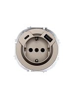 Розетка 1-м СП OSEN с заземл. TC + USB разъем механизм титан LEZARD 743-3788-181TC