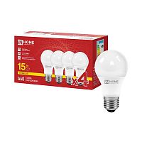 Лампа светодиодная LED-A60-VC 4PACK 15Вт грушевидная 3000К E27 1430лм 230В (уп.4шт) IN HOME 4690612063041