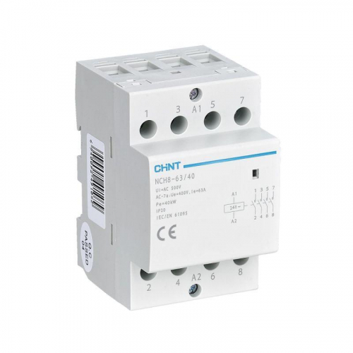Контактор модульный NCH8-63/40 63А 4НО AC 24В 50Гц (R) CHINT 256100 Контактор модульный NCH8-63/40 63А 4НО AC 24В 50Гц (R) CHINT 256100