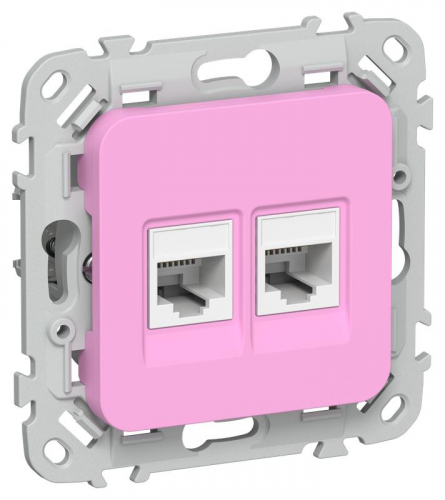 Розетка компьютерная 2-м СП FLITE РК5е-2-0-ФлПр RJ45 кат.5E UTP механизм пурпур. IEK FI-K22-1-K99