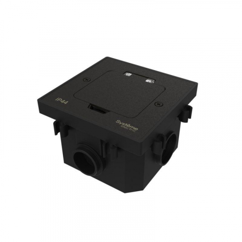 Лючок MultiDesk MDK21 с розеткой 2P+E 16А 250В IP44 с монтажной коробкой для бетонных полов черн. матов. SE MDK21202MBC фото 3 Лючок MultiDesk MDK21 с розеткой 2P+E 16А 250В IP44 с монтажной коробкой для бетонных полов черн. матов. SE MDK21202MBC фото 3
