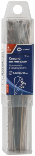 Сверло по металлу удлиненное ПРОФИ/Profi 5.5х139мм с кобальтом 5% (уп.10шт) Cutop 48-55-139 фото 3 Сверло по металлу удлиненное ПРОФИ/Profi 5.5х139мм с кобальтом 5% (уп.10шт) Cutop 48-55-139 фото 3