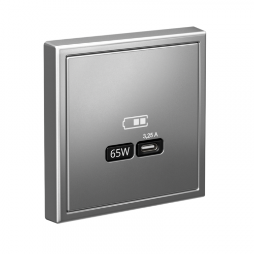Розетка USB ArtGallery тип C 65Вт QC PD высокоскор. ЗУ механизм сталь SE GAL000927 фото 4