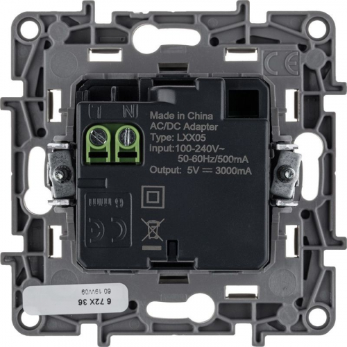 Устройство зарядное Etika с 2-мя USB разъемами A и C 240В/5В 3000мА сл. кость IEK 672336 фото 3