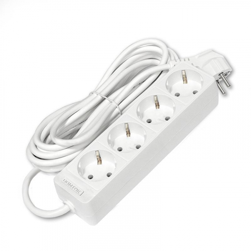 Удлинитель 4х5м с заземл. 16А IP20 3.5кВт ПВС 3х1 бел. DOMTOK 2397 фото 3