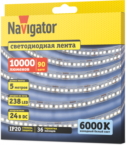 Лента светодиодная 95 299 NLS-2835CW240-18-IP20-24V (уп.5м) Navigator 95299 фото 2 Лента светодиодная 95 299 NLS-2835CW240-18-IP20-24V (уп.5м) Navigator 95299 фото 2
