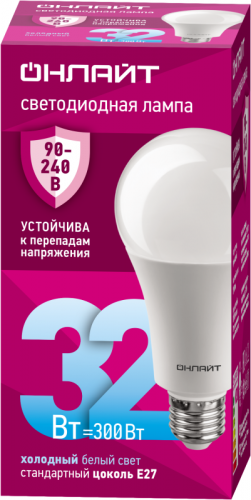 Лампа светодиодная 90 410 OLL-A70-32-230-6.5K-E27 32Вт грушевидная 6500К E27 90-240В PRO ОНЛАЙТ 90410 Лампа светодиодная 90 410 OLL-A70-32-230-6.5K-E27 32Вт грушевидная 6500К E27 90-240В PRO ОНЛАЙТ 90410