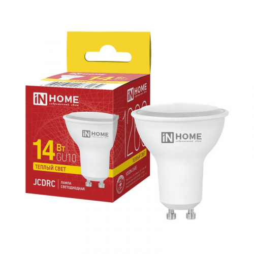 Лампа светодиодная LED-JCDRC-VC 14Вт 3000К GU10 1260лм 230В IN HOME 4690612063164 Лампа светодиодная LED-JCDRC-VC 14Вт 3000К GU10 1260лм 230В IN HOME 4690612063164