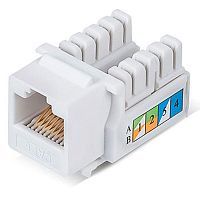 Модуль Keystone Jack RJ-45(8P8C) UTP неэкранир. кат.6 тип 90град. бел. PRO Rexant 02-0254