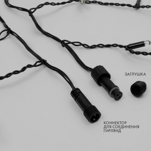 Гирлянда светодиодная "Айсикл" (бахрома) 4х0.6м 128LED тепл. бел. 230В IP67 черн. провод 2.3мм (нужен шнур питания 315-000) Neon-Night 255-226-6 фото 5