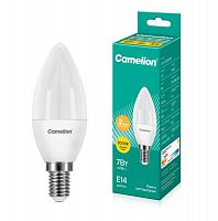 Лампа светодиодная LED7-C35/830/E14 7Вт свеча матовая 3000К тепл. бел. E14 580лм 170-265В Camelion 12073