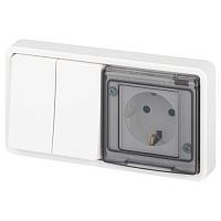 Блок СП Эксперт 11-7522-01 (розетка + выключатель) 16A IP55 250В 10AX двойн. бел. Эра Б0063274