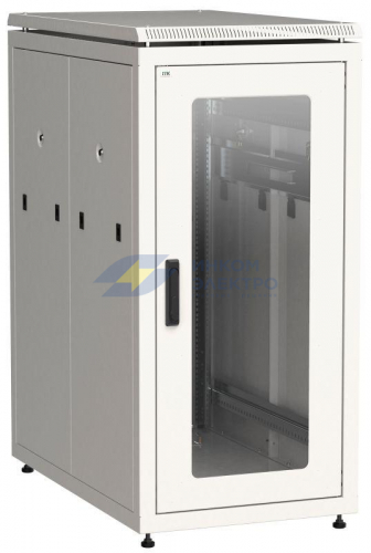 Шкаф сетевой 19дюйм  LINEA N 24U 600х1000мм стеклянная передняя дверь задняя перфорированная сер. ITK LN35-24U61-GP