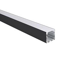 Профиль накладной PAL 3535-BLACK L2000 в комплекте: 2 глухих заглушки; рассеив. матов.; 4 клипсы крепежных анодир. Pro JazzWay 5059054